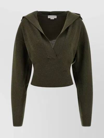 STELLA MCCARTNEY HOODED V-NECKLINE KNIT SWEATER