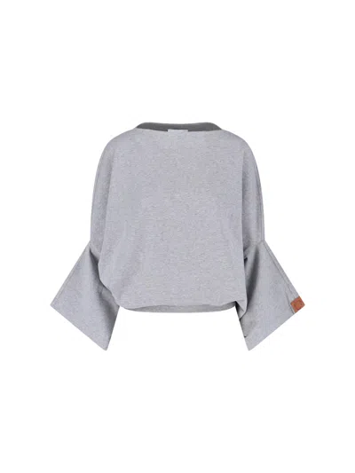 Stella Mccartney Cropped Sweatshirt Top Featuring Wide Sleeves In Gray