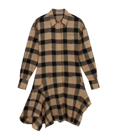 Stella Mccartney Horn Check Medium Length Wool Dress In Green