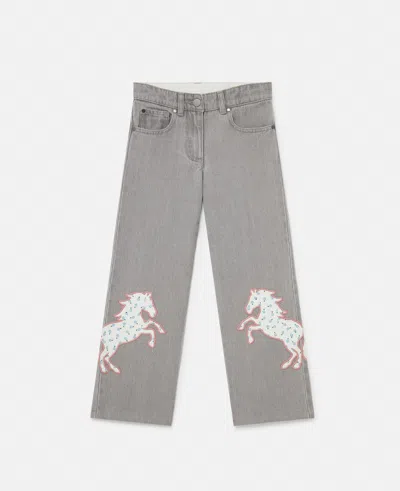 Stella Mccartney Horse Appliqué Denim Jeans In Gray