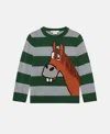 Stella Mccartney Horse Graphic Fringed Sweater In Gray