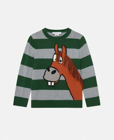 Stella Mccartney Horse Graphic Fringed Sweater In Gray