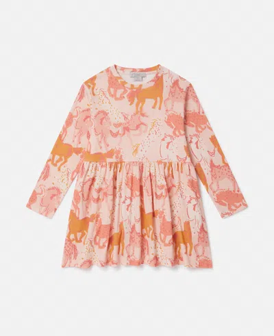 Stella Mccartney Horse Print Long-sleeve Dress In Peach Pink