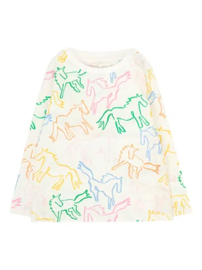 Stella Mccartney Babies' Horse-print Long-sleeve T-shirt In Multi