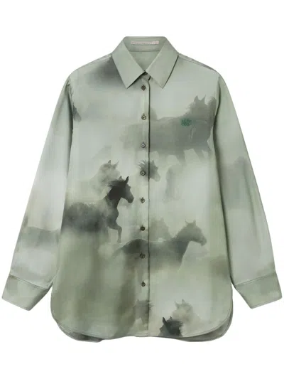 Stella Mccartney Horse-print Shirt In Green