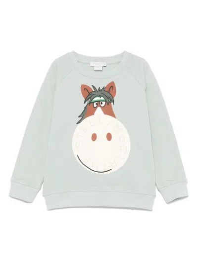 Stella Mccartney Kids' Horse-print Sweatshirt In Green