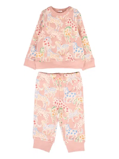 Stella Mccartney Babies' Horse-print Tracksuit Set In Pink