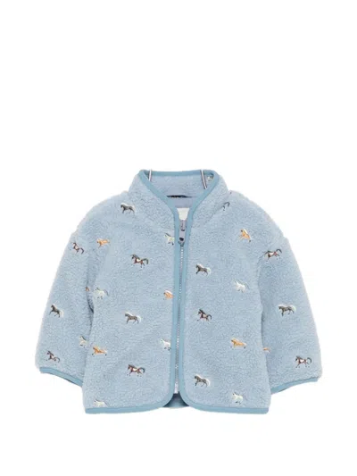 Stella Mccartney Babies' Horse-embroidered Fleece Jacket In Blue