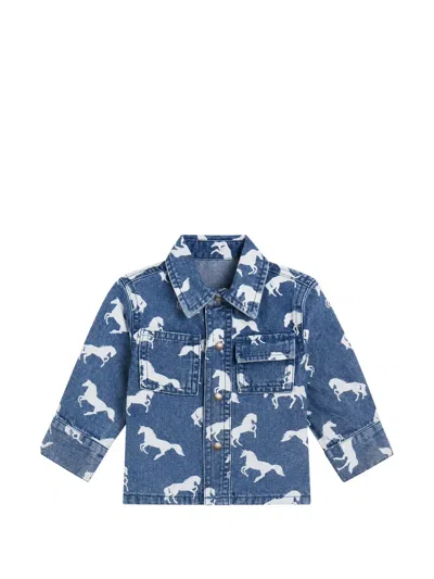 Stella Mccartney Babies' Horse-print Denim Shirt In Blue