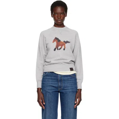 Stella Mccartney Horse-print Raglan-sleeve Sweatshirt In Gray