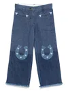 Stella Mccartney Kids Navy Horseshoe Patches Jeans In 蓝色