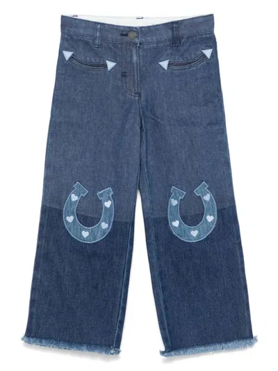Stella Mccartney Kids Navy Horseshoe Patches Jeans In 蓝色