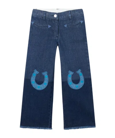 Stella Mccartney Kids Navy Horseshoe Patches Jeans In 666 Navy