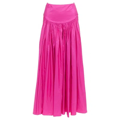 Pre-owned Stella Mccartney Hot Pink Silk Blend Ruched Front Fitted Midi Skirt It36 Xxs