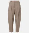 Stella Mccartney Houndstooth Cropped Wool Wide-leg Pants In Brown