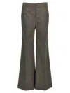 Stella Mccartney Micro Houndstooth Wool Trousers With Flared Leg In Gray