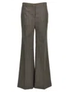 Stella Mccartney Wool Micro Houndstooth Flared Trousers In Brown
