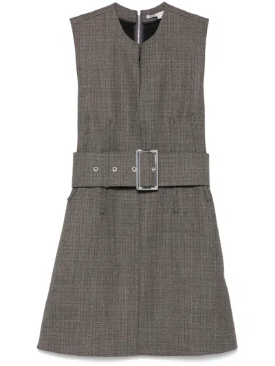 Stella Mccartney Houndstooth Mini Dress In Grey