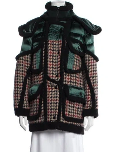 Pre-owned Stella Mccartney Houndstooth Print Down Coat In Black