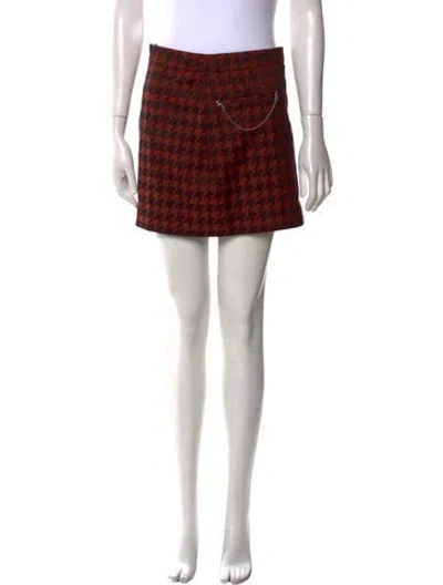 Pre-owned Stella Mccartney Houndstooth Print Mini Skirt In Orange