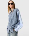 Stella Mccartney Hybrid Knit Shirt Cardigan In Blue