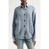 Stella Mccartney Hybrid Knit Shirt Cardigan In Gray