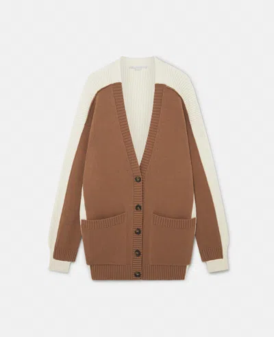 Stella Mccartney Hybrid Oversized V-neck Cardigan In Brown