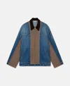 Stella Mccartney Denim Jacket In Beige Tweed And Blue Denim