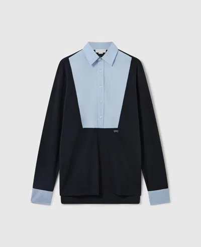 Stella Mccartney Hybrid Polo Tailored Rugby Shirt In Blue