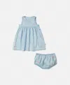 Stella Mccartney Ice Cream Embroidered Dress And Bloomers Set In Blue