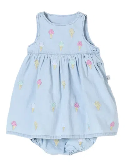 Stella Mccartney Babies' Ice Cream-embroidered Dress In Blue