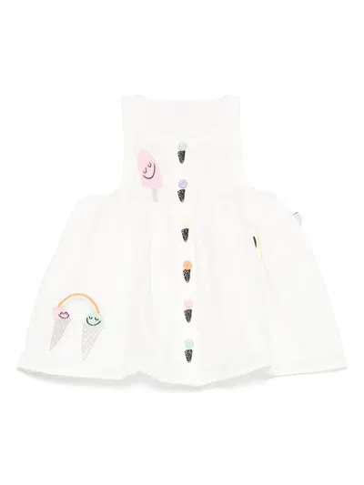 Stella Mccartney Babies' Ice-cream Embroidered Dress In White