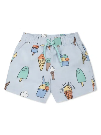 Stella Mccartney Babies' Ice Cream-print Swim Shorts In Blue