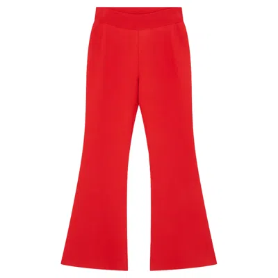 Stella Mccartney Recycled Ribbed-knit Flared Pants In Red