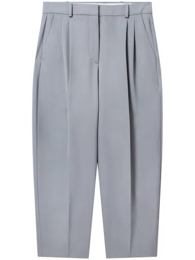 Stella Mccartney Iconic Cropped Pleated Trousers In Gray