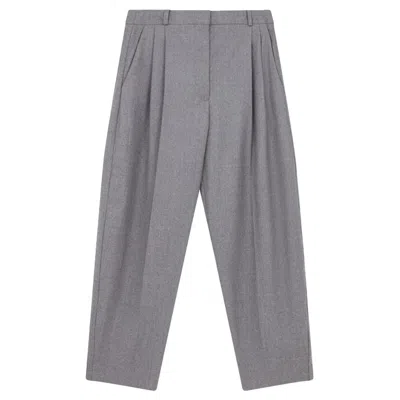 Stella Mccartney Iconic Flannel Cropped Pleated Pants In Gray
