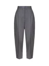 Stella Mccartney Flannel Cropped Pleated Trousers In Grey