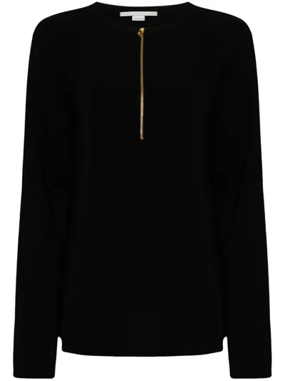 Stella Mccartney Iconic Knit Half Zip Top In Black