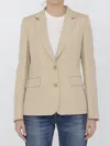 Stella Mccartney Iconic Single Breasted Tailored Blazer In Beige