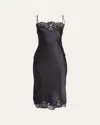 Stella Mccartney Guipere Lace-trim Satin Midi Dress In Black