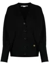 Stella Mccartney Logo-embroidered Virgin Wool Cardigan In Black