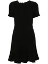 Stella Mccartney Womens Black Ruffle-trim Crepe-texture Stretch-woven Mini Dress In Black