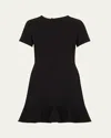 Stella Mccartney Womens Black Ruffle-trim Crepe-texture Stretch-woven Mini Dress In Black