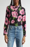 Stella Mccartney Iconic Poppy Print Silk Button-up Shirt In Black