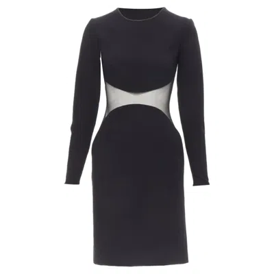 Stella Mccartney Iconic Sheer Waist Illion Bodycon Dress In Black