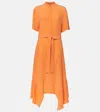 Stella Mccartney Iconic Silk Crêpe De Chine Midi Dress In Orange