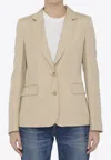 Stella Mccartney Iconic Single Breasted Tailored Blazer In Beige