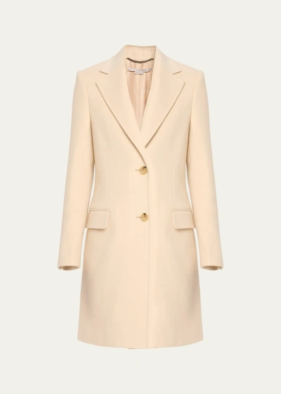 Stella Mccartney Iconic Structured Wool Overcoat In Oat