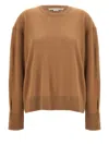 Stella Mccartney Ribbed Crew Neck Knitwear With Button Detail In Beige