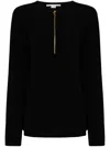 Stella Mccartney Zipper Detail Long Sleeve Top In Black
